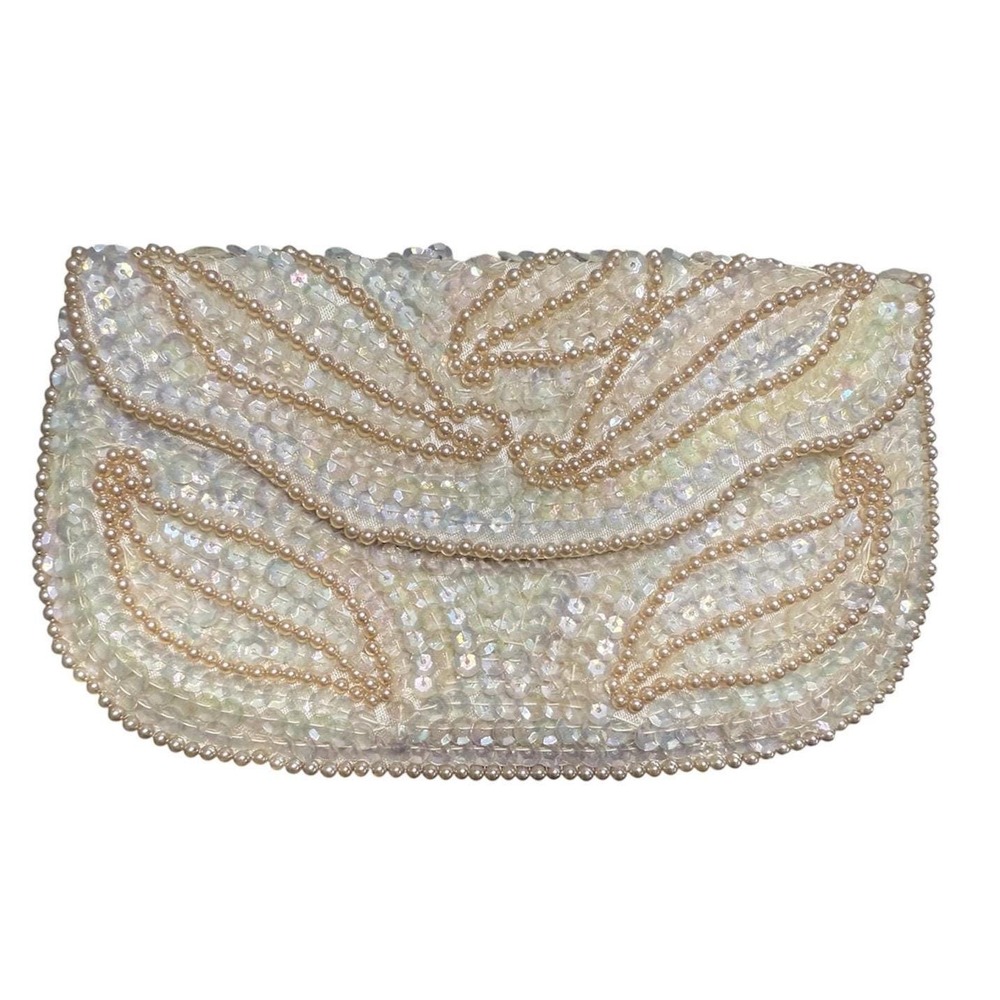 Vintage Beaded Clutch – Iridescent Sequins – Made‎ in Japan Formal Evening Bag